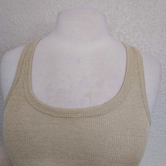 Victoria's Secret Metallic Gold Racerback Tee Size Medium - Picture 3 of 11